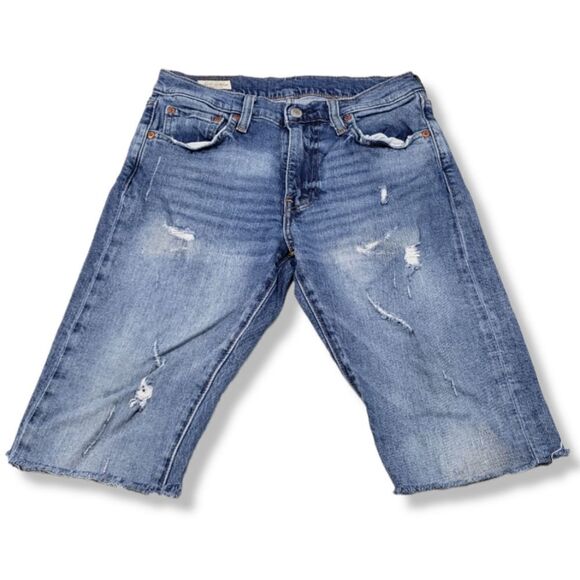 Levi's 512 Shorts Size 28 Men's Jean Shorts Cut Off Denim Shorts Stretch Blue - Picture 1 of 7